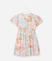 Vestido Infantil com Recorte e Estampa Borboleta - Tam 5 a 14 Anos - 1