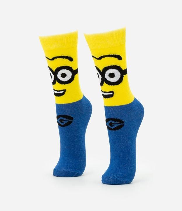 Meia Cano Alto em Algodão com Estampa Minions - 1