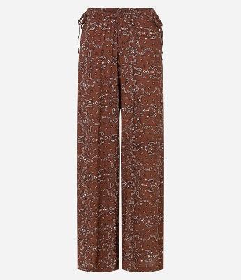 Saída de Praia Calça em Viscolinho com Estampa Paisley e Amarração na Cintura