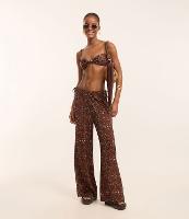 Saída de Praia Calça em Viscolinho com Estampa Paisley e Amarração na Cintura - 2