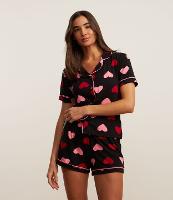 Pijama Americano Short Doll em Viscose com Estampa de Corações - 2