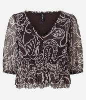 Blusa em Tule Texturizado com Estampa Floral - 1