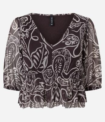 Blusa em Tule Texturizado com Estampa Floral
