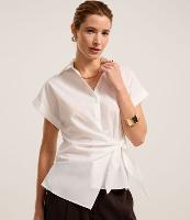 Camisa em Tricoline com Amarração e Manga Dobrada - 1