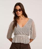 Blusa em Tule Texturizado com Poá Flocado - 2