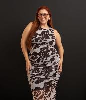 Vestido Tule Midi com Estampa de Vaca Curve & Plus Size - 1