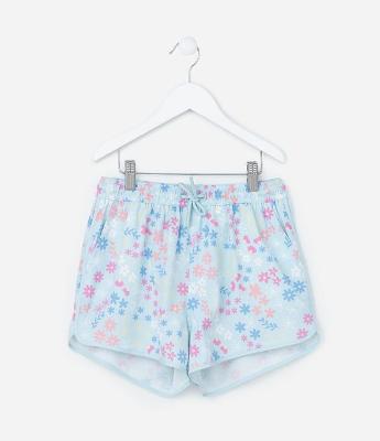 Short Infantil em Microfibra com Estampa Floral - Tam 5 a 14 Anos