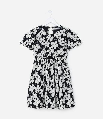 Vestido Infantil com Recorte e Estampa Floral - Tam 5 a 14 Anos