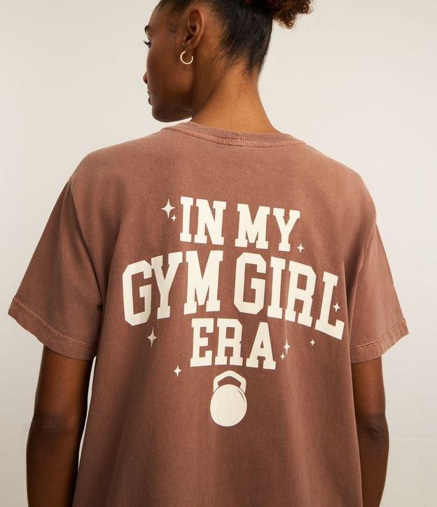 Camiseta Oversized Esportiva em Algodão Estonado com Estampa Gym Girl - 1