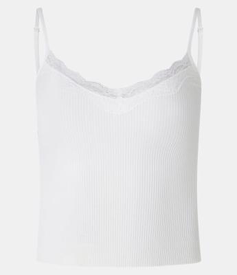 Blusa de Pijama Alcinha em Poliamida Seamless com Renda