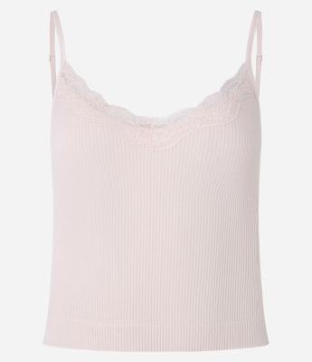 Blusa de Pijama Alcinha em Poliamida Seamless com Renda
