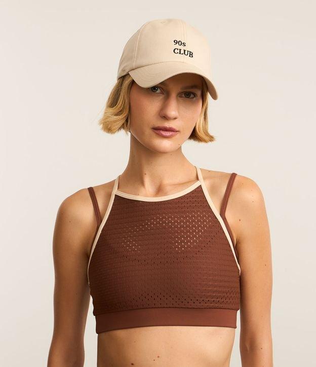 Top sem Bojo Esportivo em Microfibra Texturizada com Sobreposição - 1