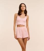 Short de Pijama em Ribana com Estampa de Coração e Babados - 1