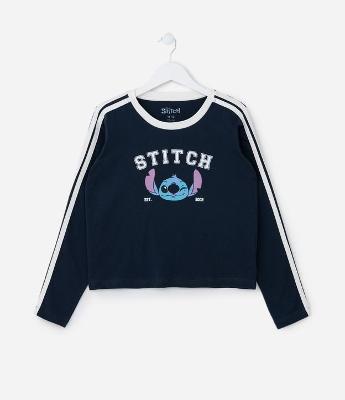 Blusa Infantil Com Estampa do Stitch College - Tam 7 a 14 Anos