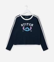Blusa Infantil Com Estampa do Stitch College - Tam 7 a 14 Anos - 1
