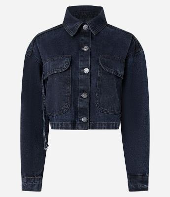 Jaqueta Curta em Jeans com Bolso Cargo