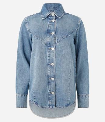 Camisa em Jeans Dirty Western com Recortes Frontais