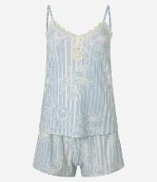 Pijama Short Doll em Peach Touch com Estampa Floral e Detalhe de Renda - 1