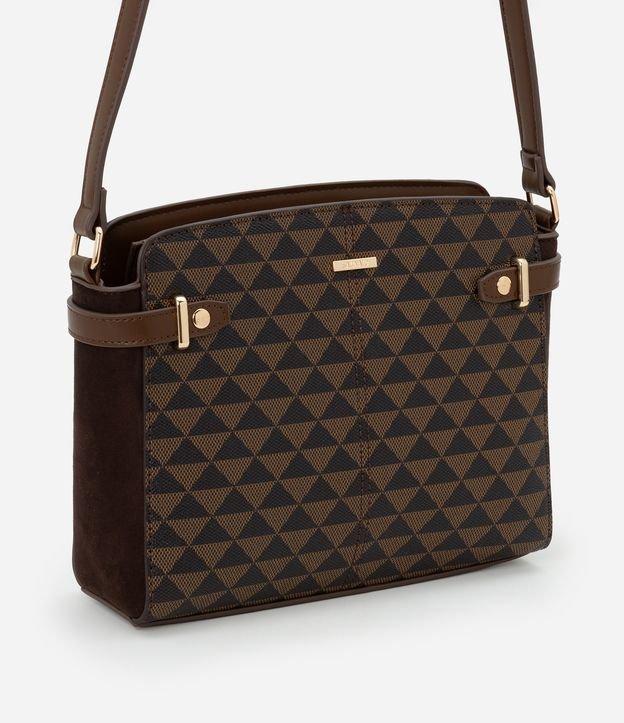 Bolsa Transversal Média com Costura Detalhes Laterais e Estampa Triângulo - 1