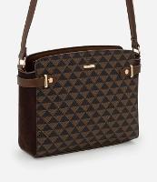 Bolsa Transversal Média com Costura Detalhes Laterais e Estampa Triângulo - 1