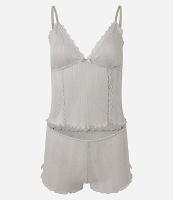 Pijama Short Doll Alcinha em Pointelle com Detalhes em Rendinha - 1