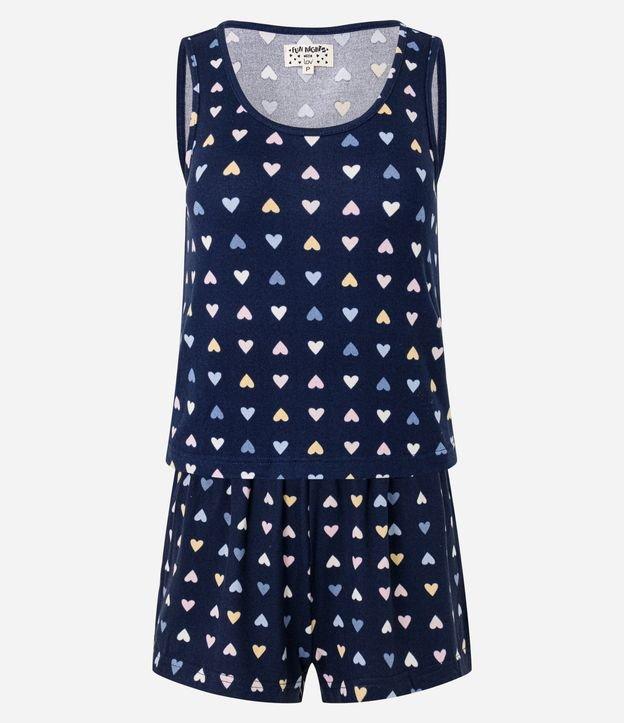 Pijama Short Doll com Alça Larga e Estampa de Corações - 1
