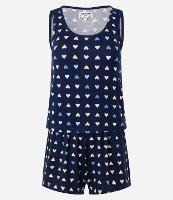 Pijama Short Doll com Alça Larga e Estampa de Corações - 1