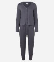 Pijama Longo em Peach Touch Básico com Botões - 1