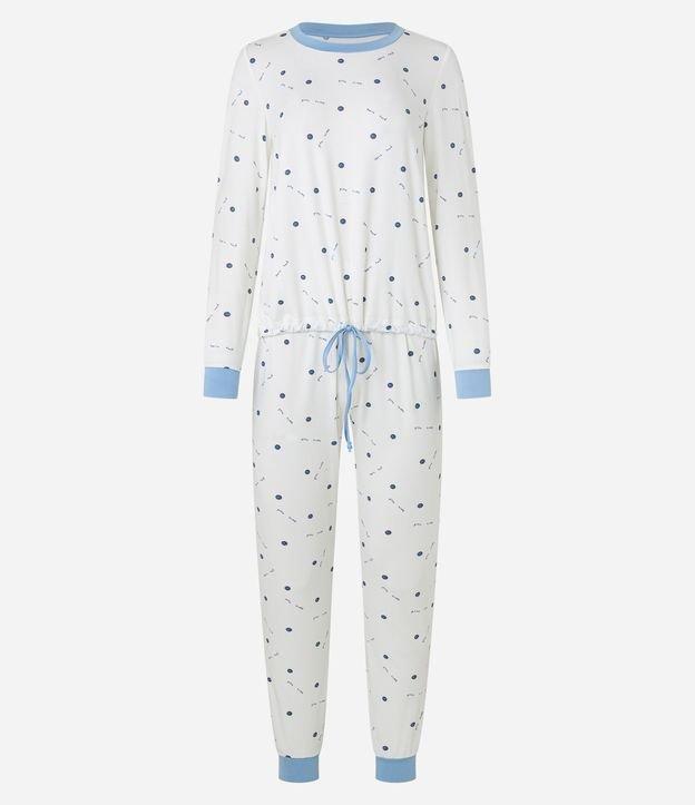 Pijama Longo em Peach Touch com Estampa de Bolinha de Tênis - 1