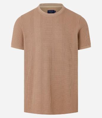 Camiseta Regular com Gola Redonda e Textura Vertical