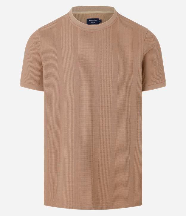 Camiseta Regular com Gola Redonda e Textura Vertical - 1