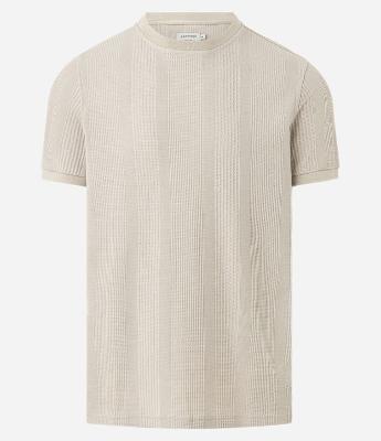 Camiseta Regular em Algodão com Textura Vertical