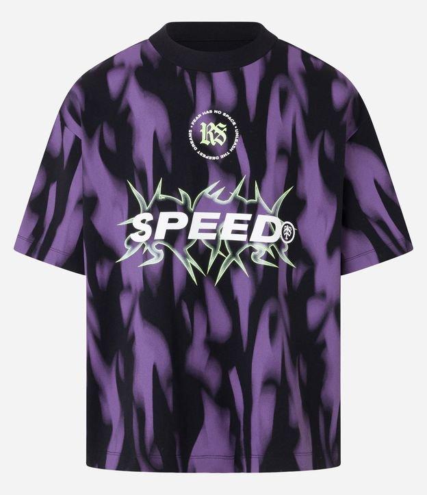 Camiseta Oversized em Algodão com Estampa Tribal "Speed" - 1