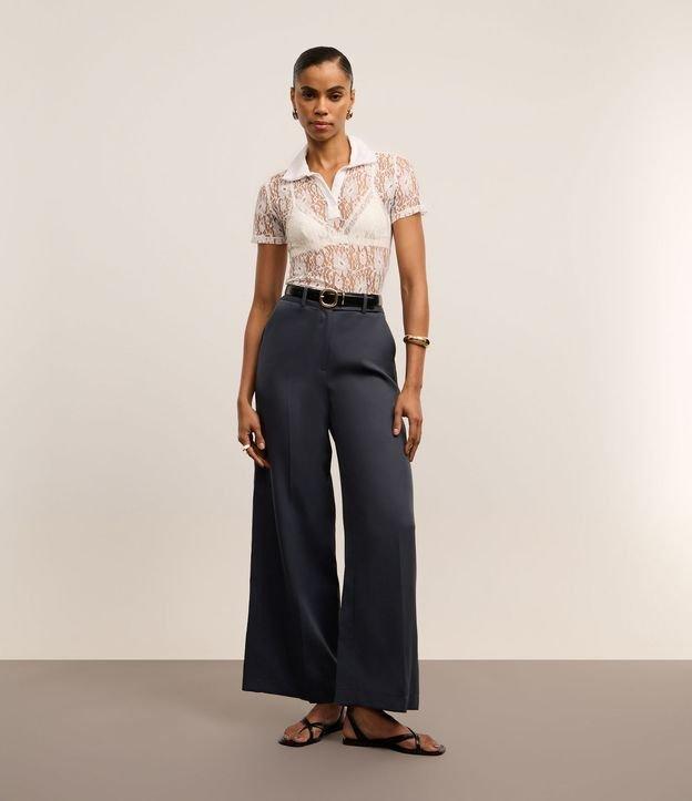 Calça Pantalona Alfaiatada com Passantes e Frisos - 2