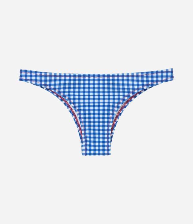 Biquíni Calcinha em Microfibra com Estampa Xadrez Vichy e Bordado de Cereja - 1