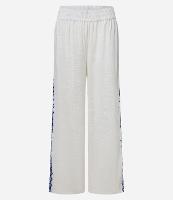 Saída de Praia Calça Pantalona em Voal com Bordado e Vazado Lateral - 1