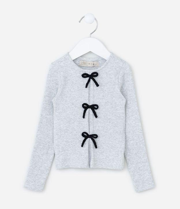 Blusa Infantil em Ribana com Lacinhos Contrastantes - Tam 1 a 6 Anos - 1