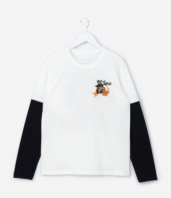 Camiseta Infantil com Estampa Frente e Costas Capivara - Tam 5 a 14 Anos