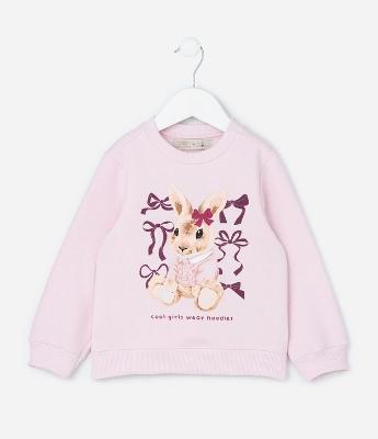 Casaco Infantil em Moletom com Estampa Coelha - Tam 1 a 6 Anos