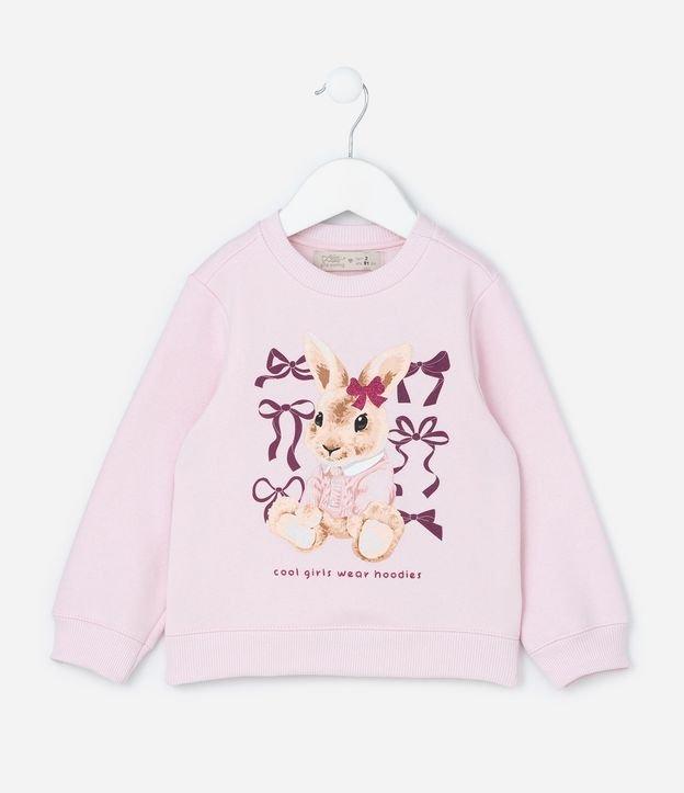 Casaco Infantil em Moletom com Estampa Coelha - Tam 1 a 6 Anos - 1