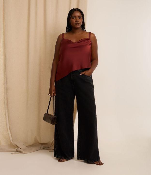 Calça Wide Leg em Jeans Marmorizado Curve & Plus Size - 4