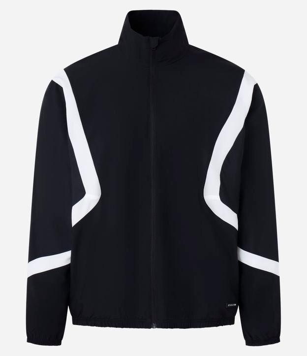 Jaqueta Gola Alta com Recortes Contrastantes - 1