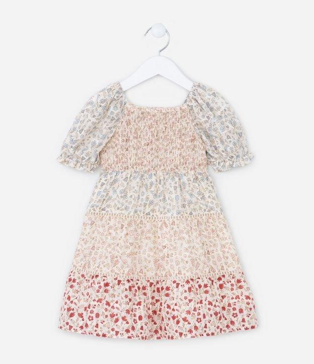Vestido Infantil com Manga Bufante e Estampa Floral - Tam 1 a 6 Anos - 1
