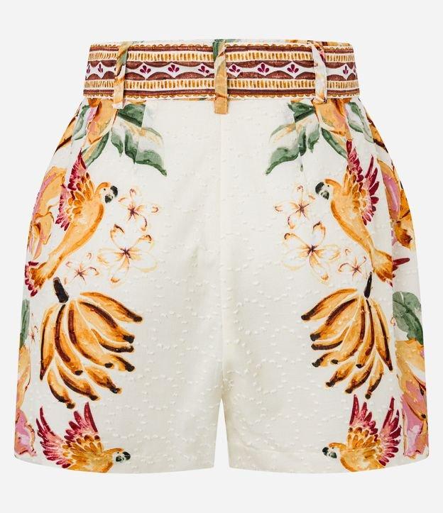 Short Curto em Cambraia com Cinto e Fivela de Miçangas - 1