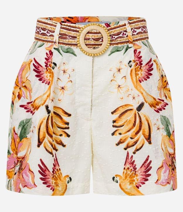 Short Curto em Cambraia com Cinto e Fivela de Miçangas - 2