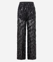 Calça Pantalona em Paetê Metalizado Geométrico e Forro Shortinho - 1