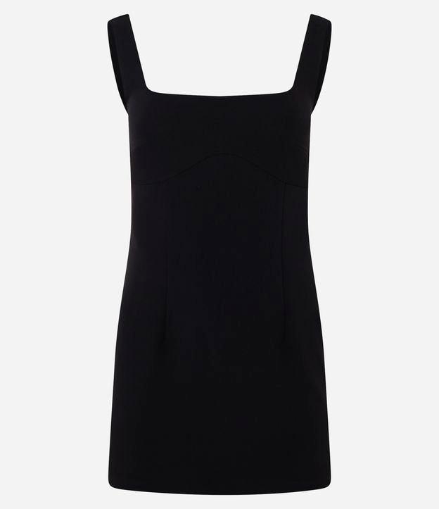 Vestido Curto em Alfaiataria com Alça Larga e Ajustado - 1