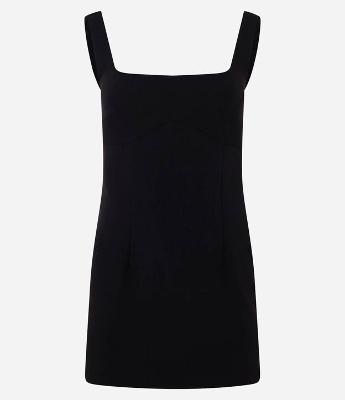 Vestido Curto em Alfaiataria com Alça Larga e Ajustado