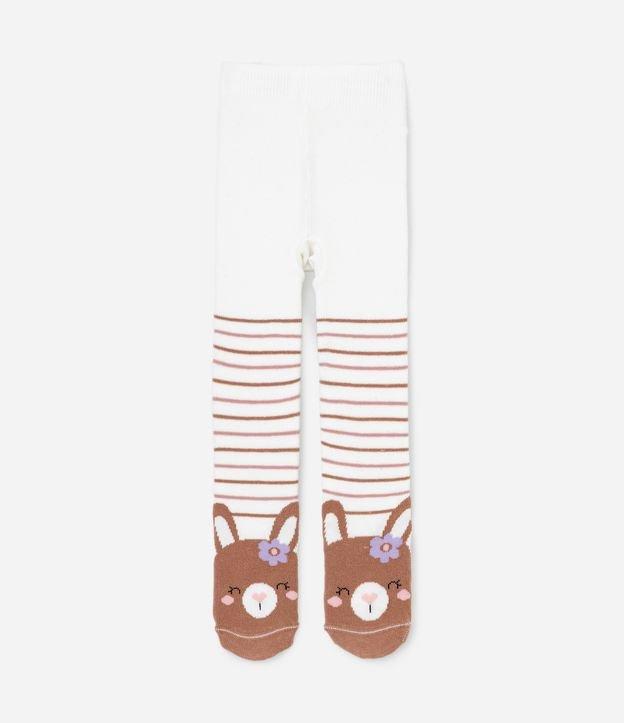 Meia Calça Infantil com Estampa Bichinho e Listras - Tam 0 a 12 meses - 1
