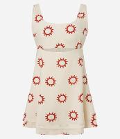 Vestido Curto em Viscose com Saia Sobreposta e Estampa de Solzinhos - 1